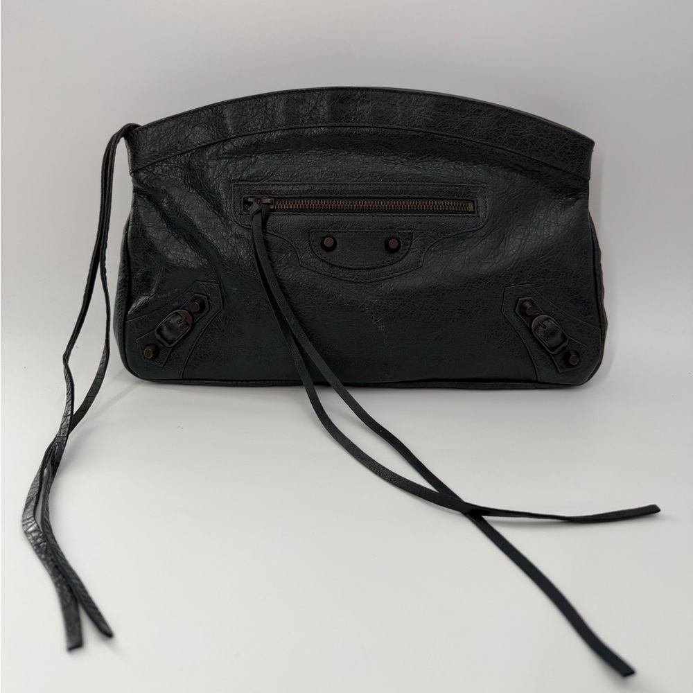 Vintage Balenciaga Giant 12 Premier Lambskin Leather Motorcross Crinkled Clutch